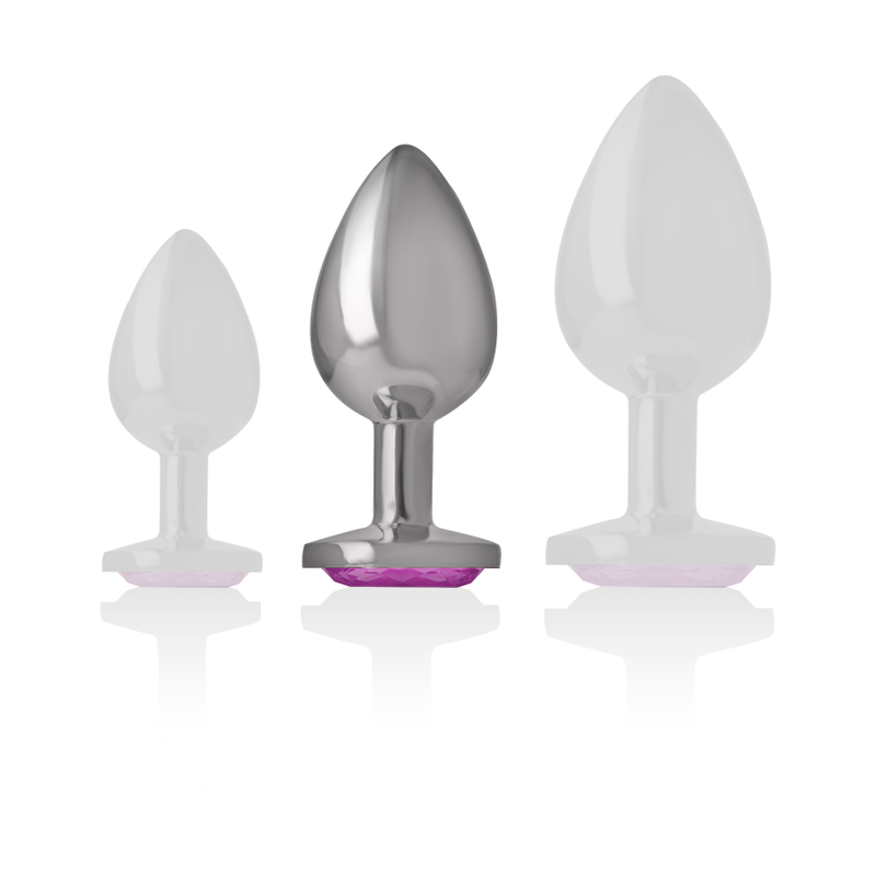 Intense Anal Toys – Analplug aus Metall mit Herz-Schmuckstein, S bis L – Schmuckstein Rosa – Größe M