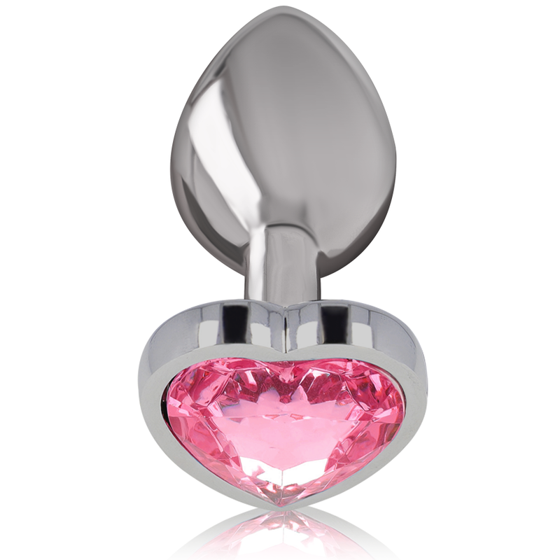 Intense Anal Toys – Analplug aus Metall mit Herz-Schmuckstein, S bis L – Schmuckstein Rosa – Größe S