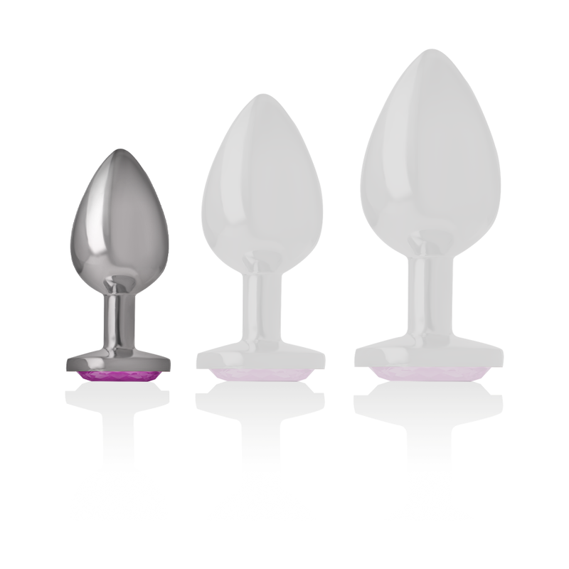 Intense Anal Toys – Analplug aus Metall mit Herz-Schmuckstein, S bis L – Schmuckstein Rosa – Größe S