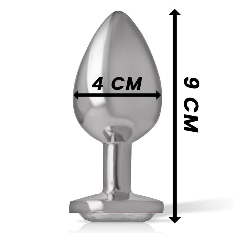 Intense Anal Toys – Analplug aus Metall mit Herz-Schmuckstein, S bis L – Schmuckstein Klar – Größe L