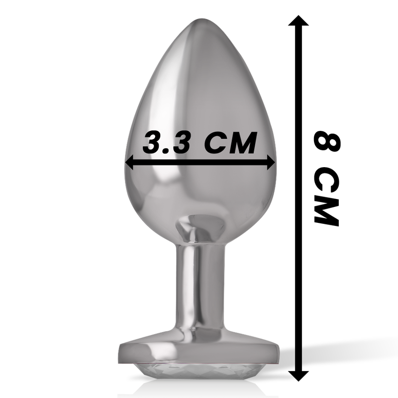 Intense Anal Toys – Analplug aus Metall mit Herz-Schmuckstein, S bis L – Schmuckstein Klar – Größe M