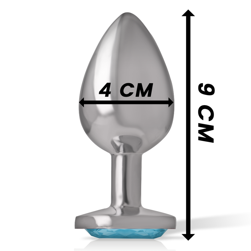 Intense Anal Toys – Analplug aus Metall mit Herz-Schmuckstein, S bis L – Schmuckstein Blau – Größe L