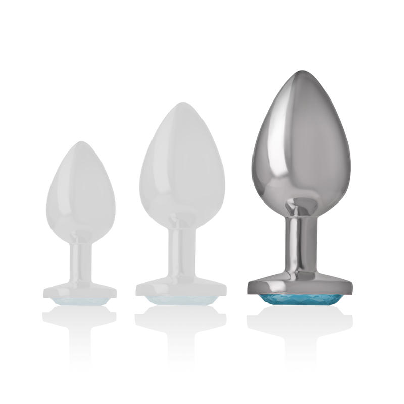 Intense Anal Toys – Analplug aus Metall mit Herz-Schmuckstein, S bis L – Schmuckstein Blau – Größe L
