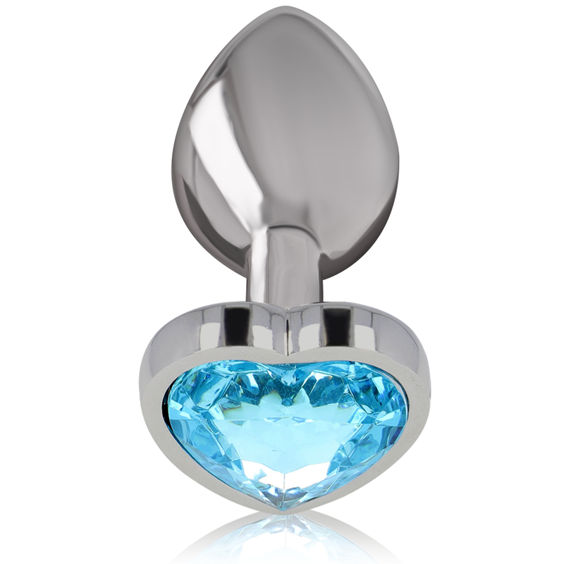 Intense Anal Toys – Analplug aus Metall mit Herz-Schmuckstein, S bis L – Schmuckstein Blau – Größe M