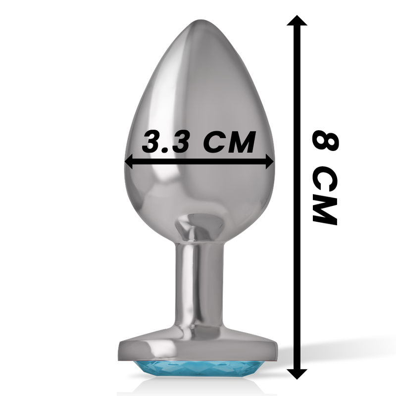 Intense Anal Toys – Analplug aus Metall mit Herz-Schmuckstein, S bis L – Schmuckstein Blau – Größe M