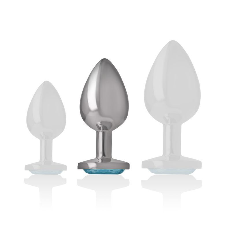 Intense Anal Toys – Analplug aus Metall mit Herz-Schmuckstein, S bis L – Schmuckstein Blau – Größe M