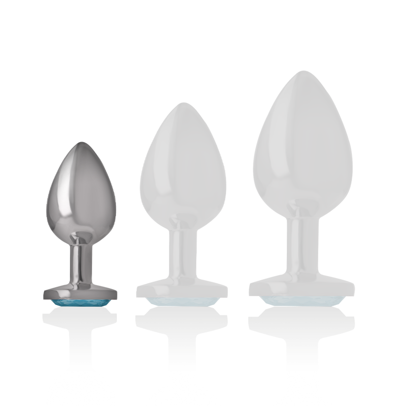 Intense Anal Toys – Analplug aus Metall mit Herz-Schmuckstein, S bis L – Schmuckstein Blau – Größe S