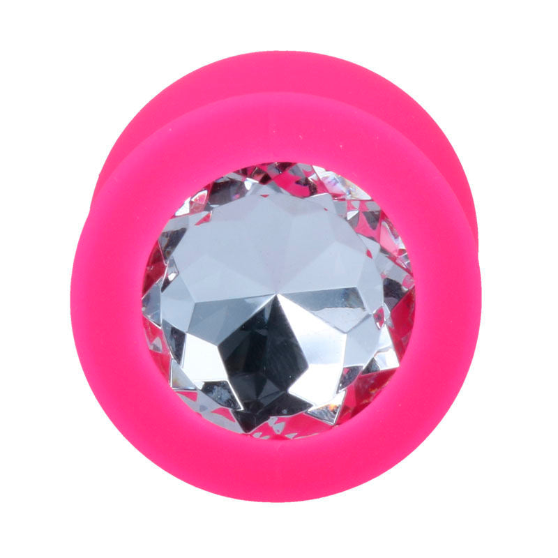 Intense Anal Toys Shelki – Plug anale in silicone con gioiello – Fucsia – Taglia L