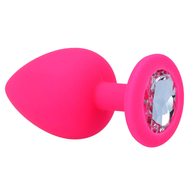 Intense Anal Toys Shelki – Plug anale in silicone con gioiello – Fucsia – Taglia L