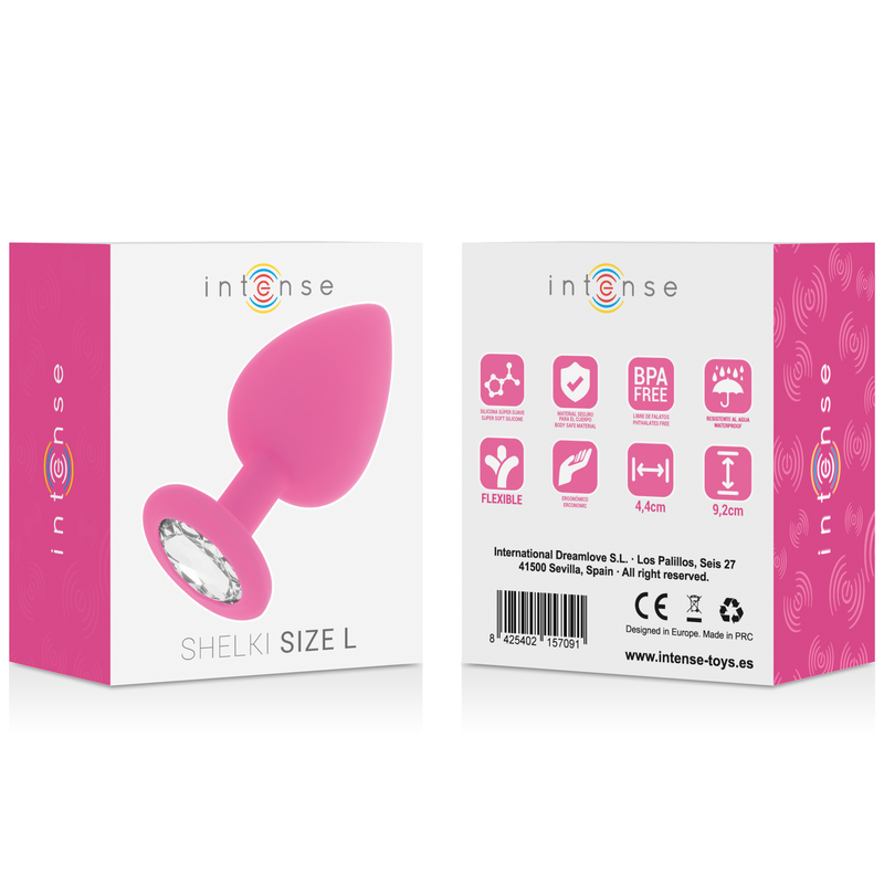 Intense Anal Toys Shelki – Plug anale in silicone con gioiello – Fucsia – Taglia L