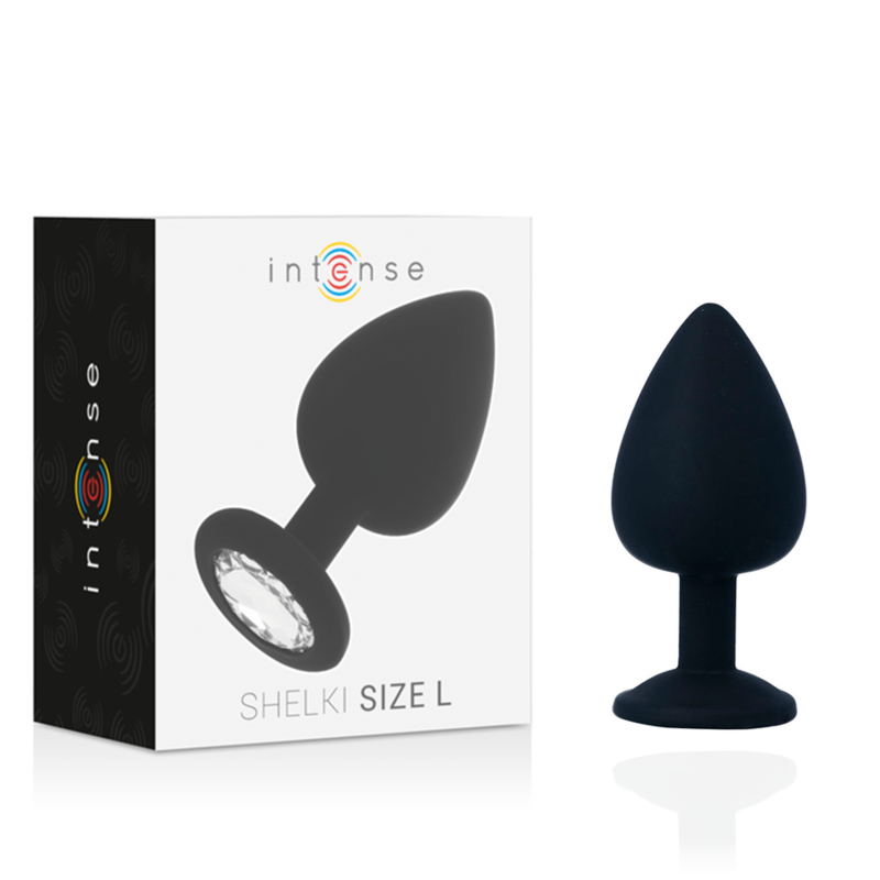Intense Anal Toys Shelki – Plug anale in silicone con gioiello – Nero – Taglia L