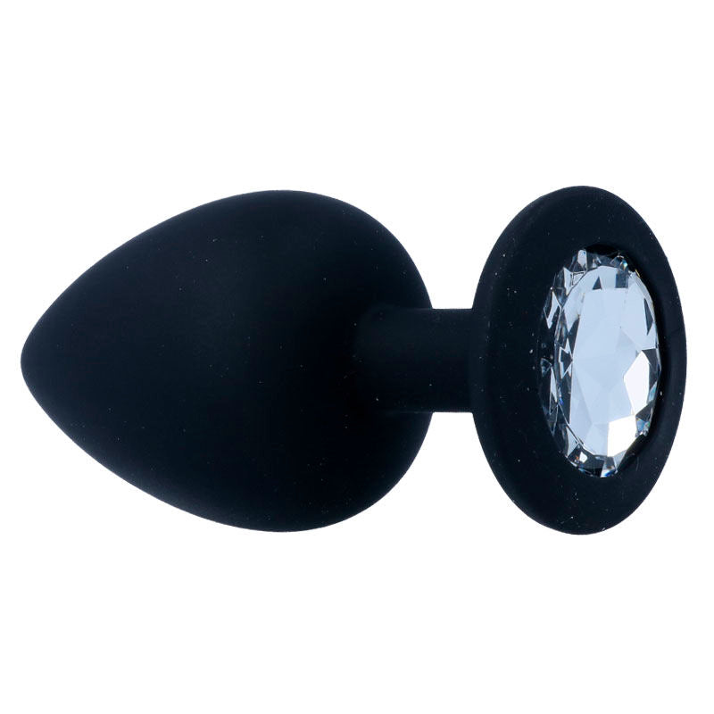 Intense Anal Toys Shelki – Plug anale in silicone con gioiello – Nero – Taglia L