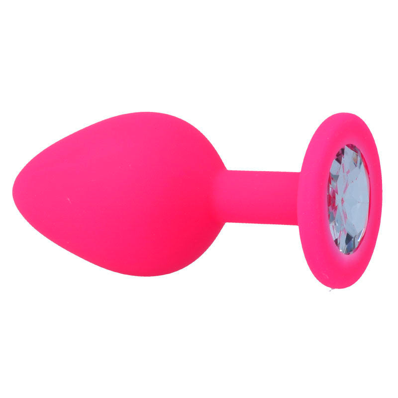 Intense Anal Toys Shelki – Plug anale in silicone con gioiello – Fucsia – Taglia M