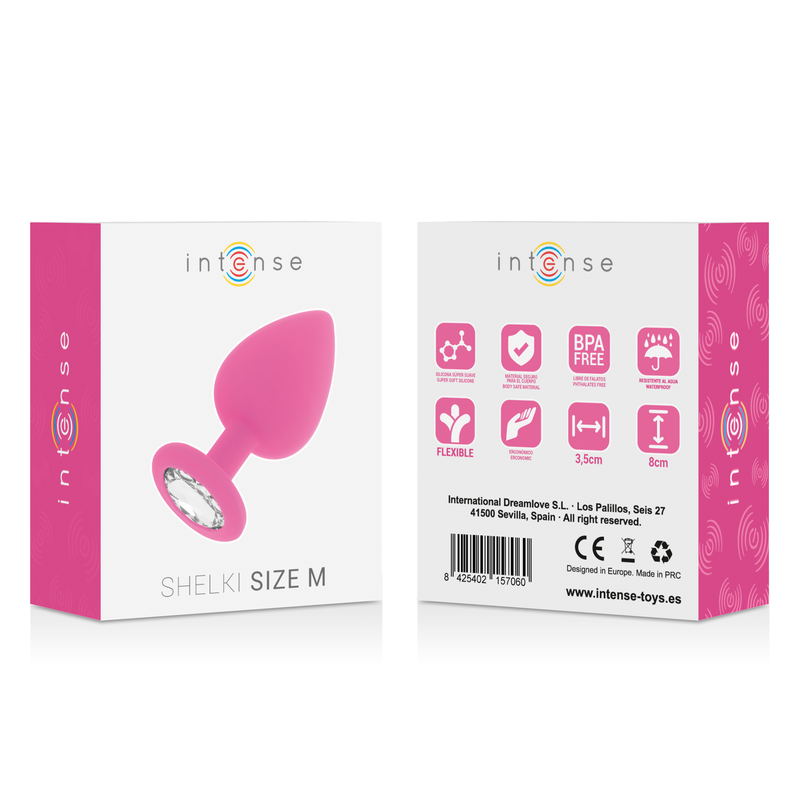 Intense Anal Toys Shelki – Plug anale in silicone con gioiello – Fucsia – Taglia M