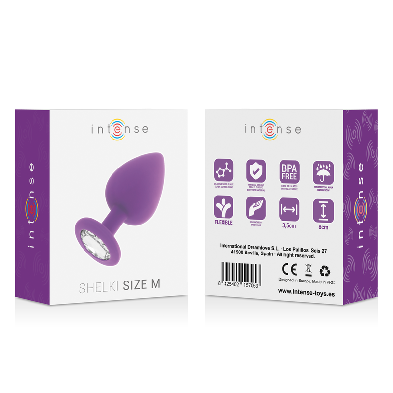 Intense Anal Toys Shelki – Plug anale in silicone con gioiello – Lilla – Taglia M