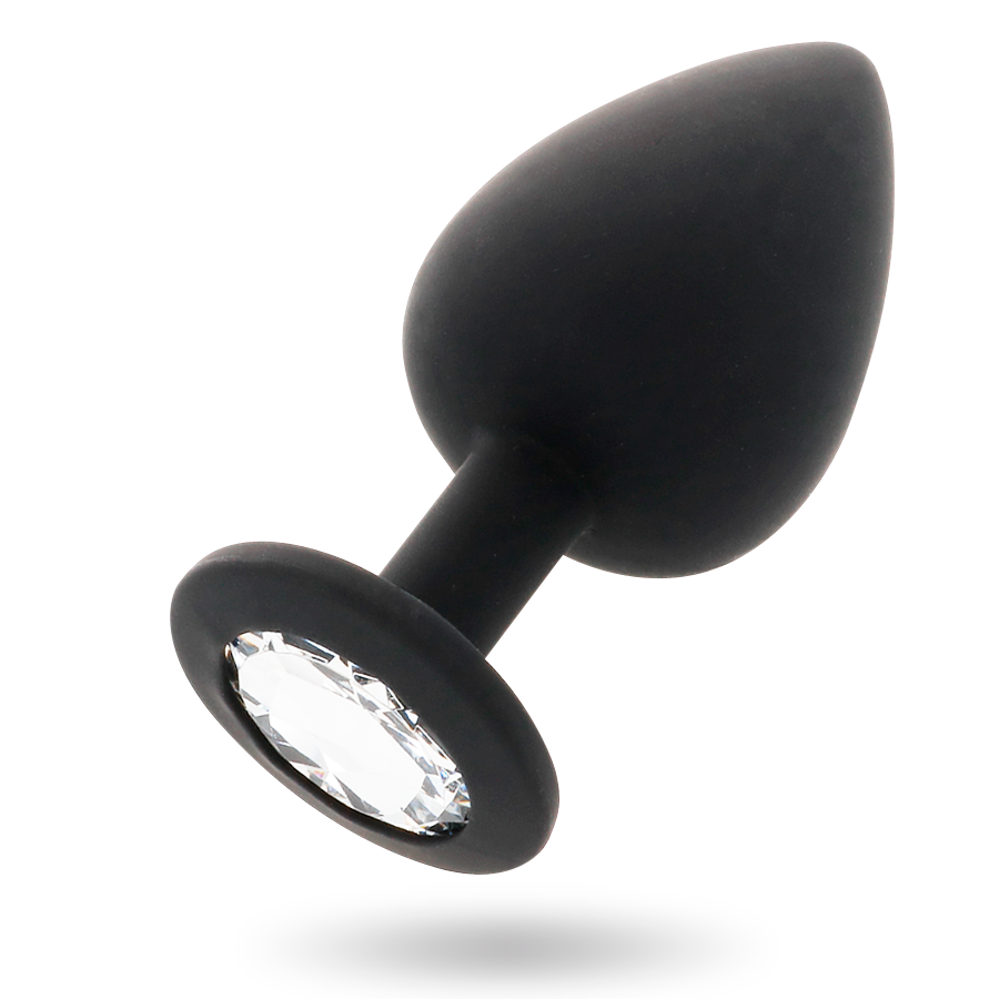Intense Anal Toys Shelki – Plug anale in silicone con gioiello – Nero – Taglia M