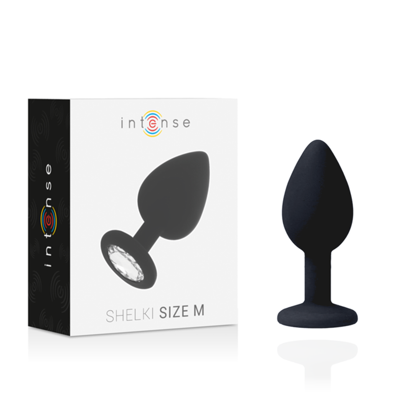 Intense Anal Toys Shelki – Plug anale in silicone con gioiello – Nero – Taglia M