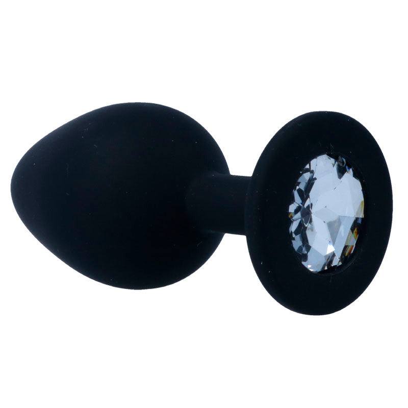 Intense Anal Toys Shelki – Plug anale in silicone con gioiello – Nero – Taglia M