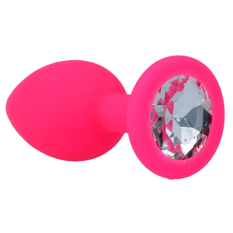 Intense Anal Toys Shelki – Plug anale in silicone con gioiello – Fucsia – Taglia S