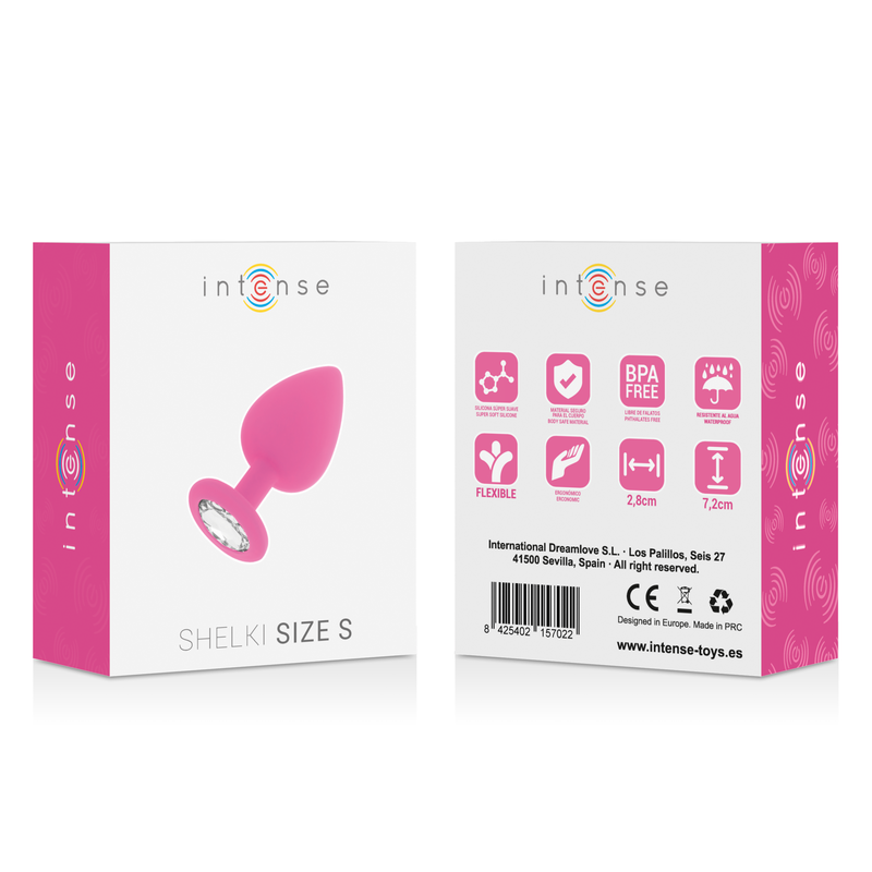 Intense Anal Toys Shelki – Plug anale in silicone con gioiello – Fucsia – Taglia S