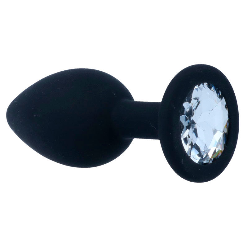 Intense Anal Toys Shelki – Plug anale in silicone con gioiello – Nero – Taglia S
