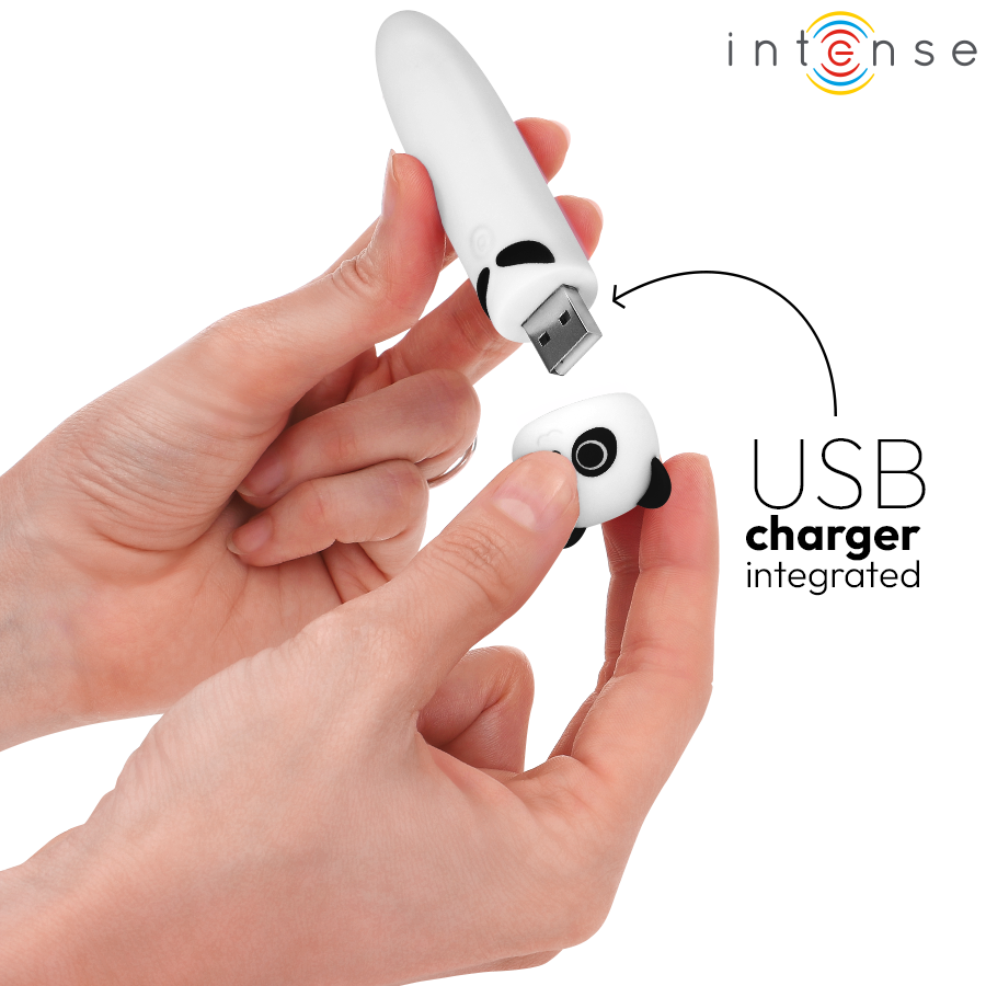 Intense Poh, bala vibradora panda recargable por USB, 10 × 2,2 cm