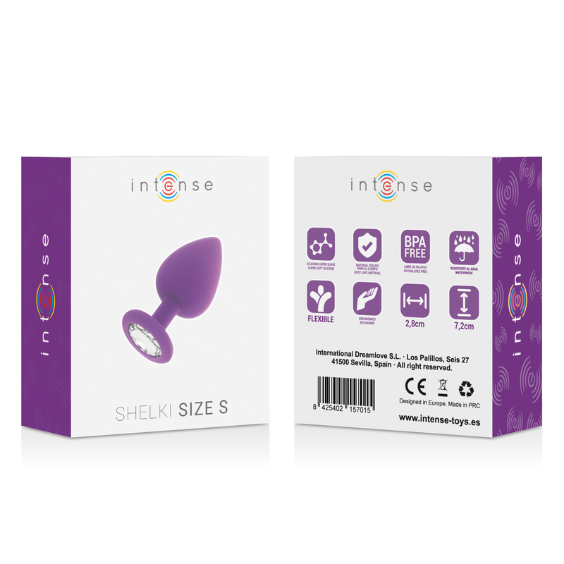 Intense Anal Toys Shelki – Plug anale in silicone con gioiello – Lilla – Taglia S