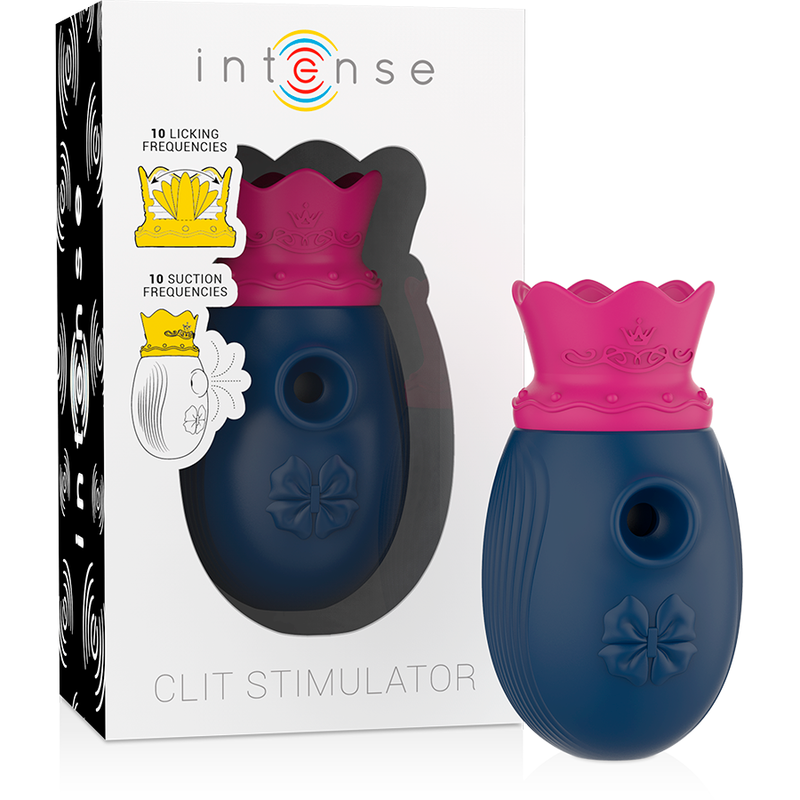 Succhia clitoride Intense con 10 modalità di aspirazione e di movimento di lingua, blu