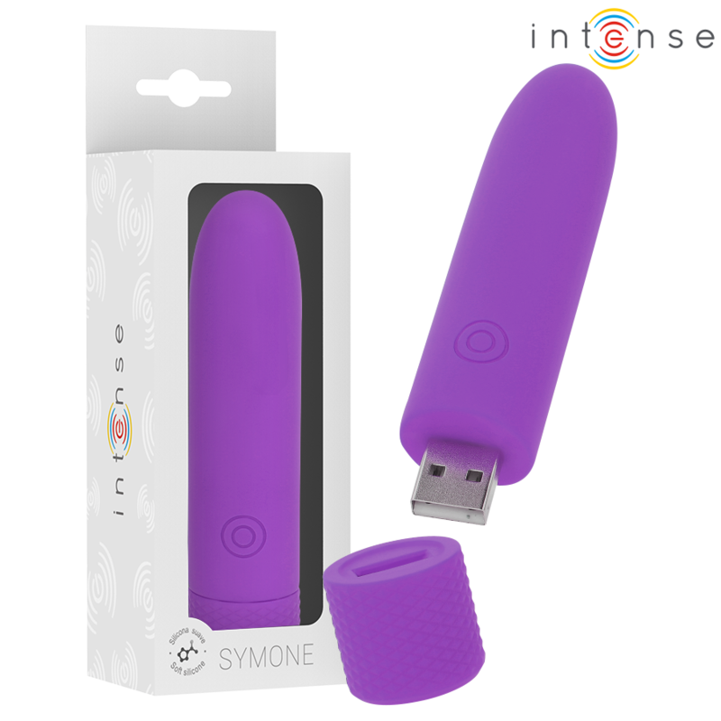 Intense — Symone bullet vibrant rechargeable USB 8 vibrations violet 10 x 2,2 cm