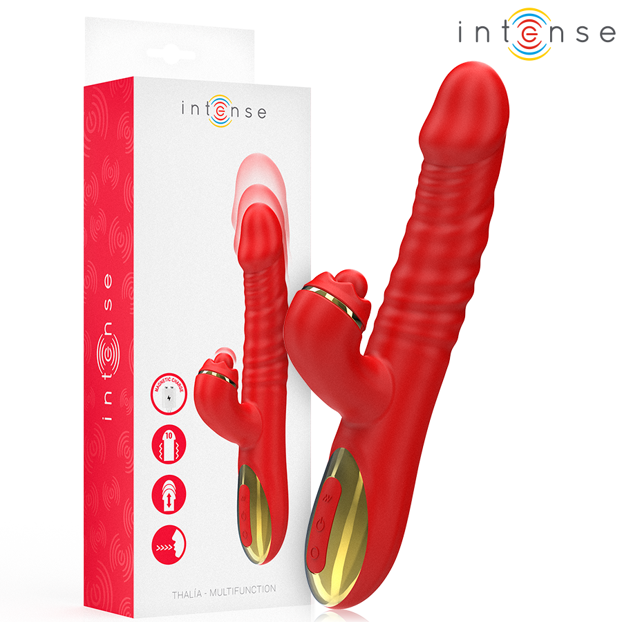 Vibratore Intense Thalia rosso con vibrazione, spinta e picchiettio