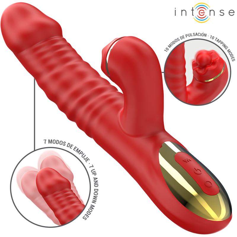 Vibratore Intense Thalia rosso con vibrazione, spinta e picchiettio