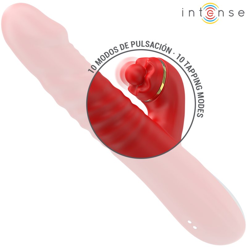 Vibratore Intense Thalia rosso con vibrazione, spinta e picchiettio