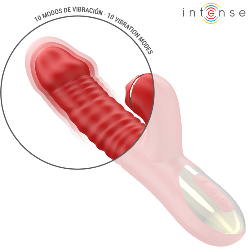Vibratore Intense Thalia rosso con vibrazione, spinta e picchiettio