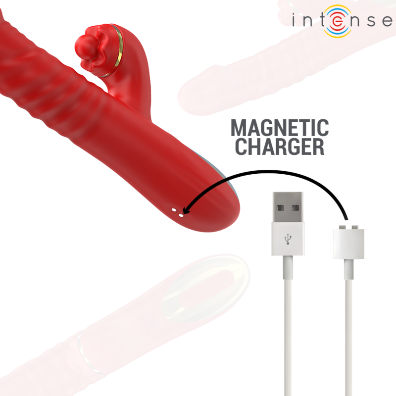 Vibratore Intense Thalia rosso con vibrazione, spinta e picchiettio