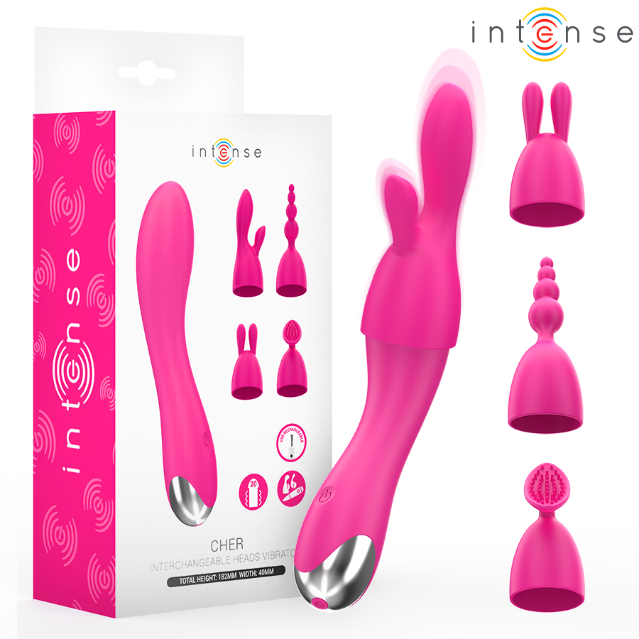 Vibratore Intense Cher con 20 modalità e testine intercambiabili