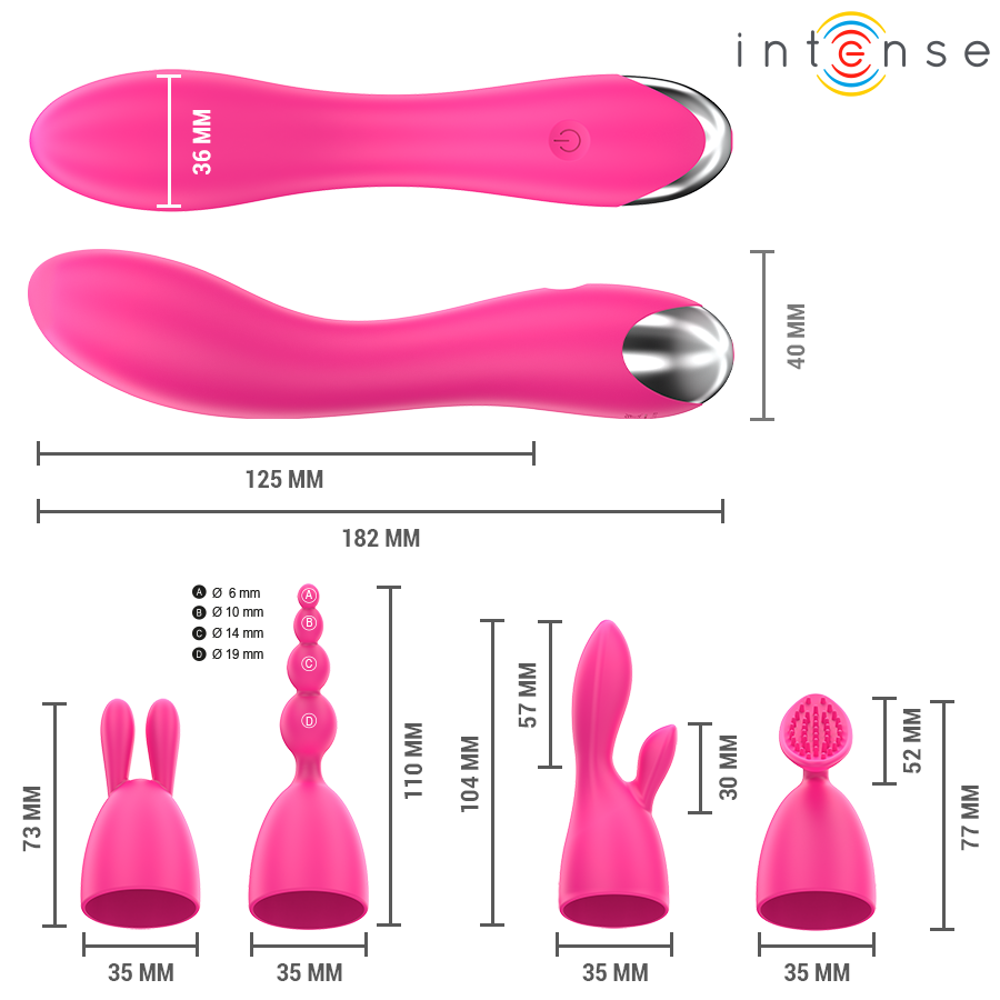 Vibratore Intense Cher con 20 modalità e testine intercambiabili