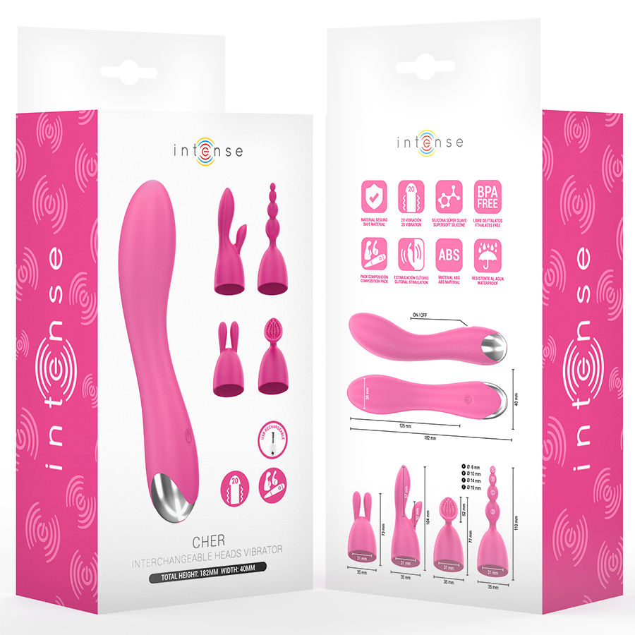 Vibratore Intense Cher con 20 modalità e testine intercambiabili
