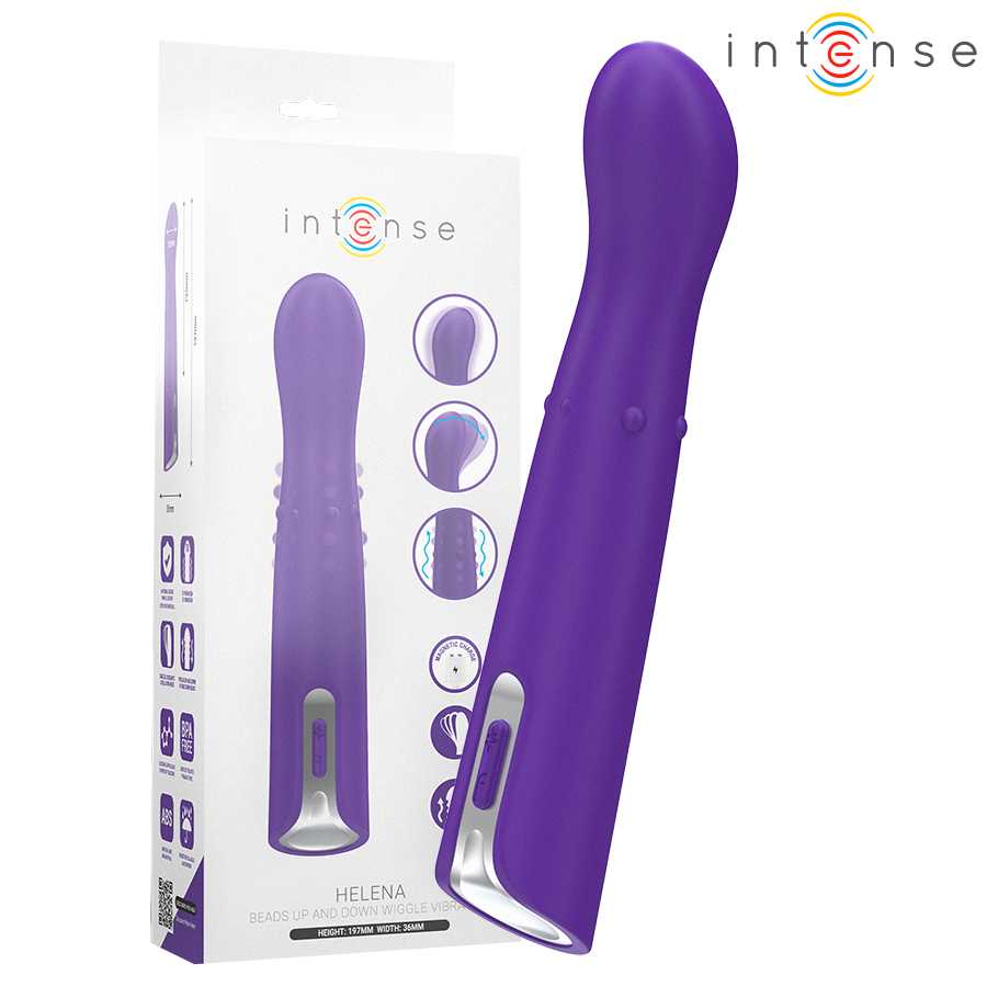 Vibratore Intense Helena da 13,5 cm con perline su e giù e testa oscillante