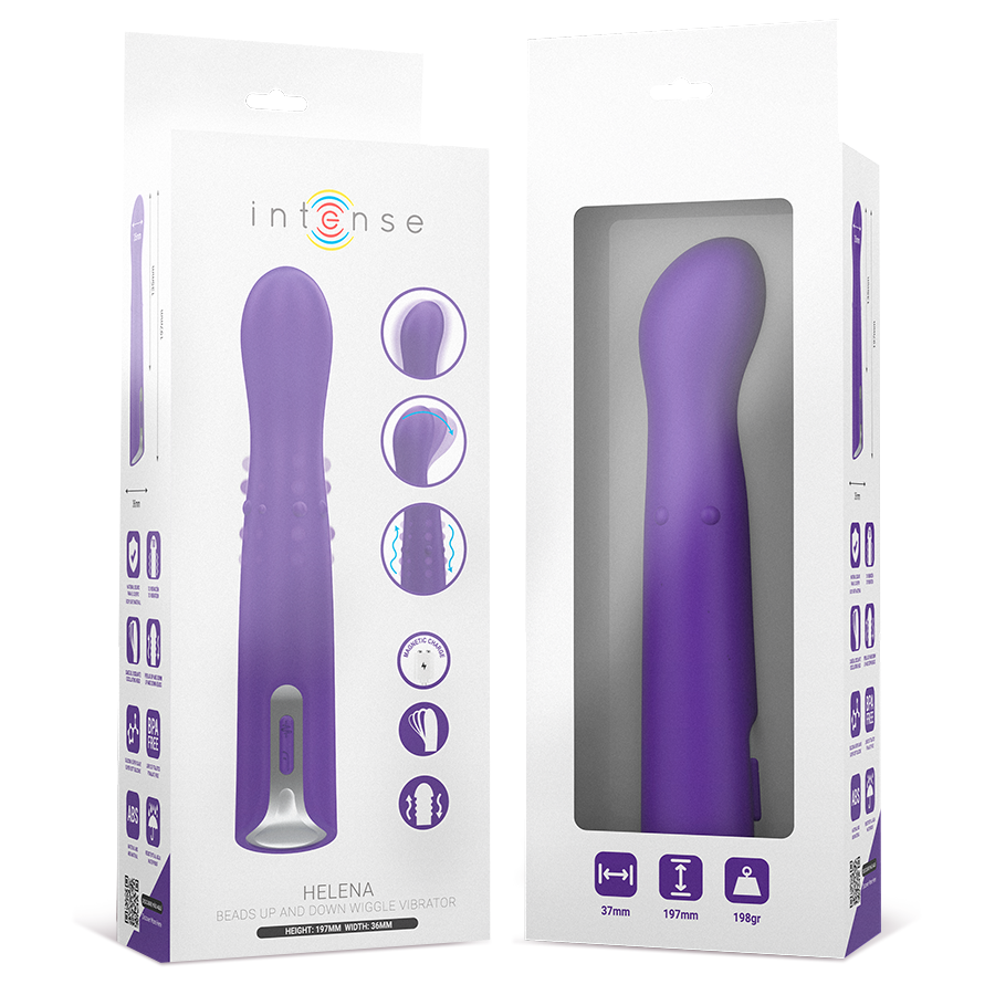 Vibratore Intense Helena da 13,5 cm con perline su e giù e testa oscillante