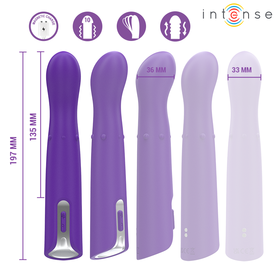 Vibratore Intense Helena da 13,5 cm con perline su e giù e testa oscillante