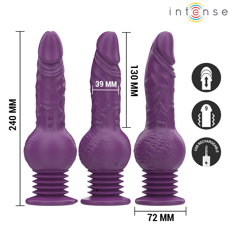 Intense Tatum – Multifunktionsvibrator mit Auf-und-ab-Bewegung, 24 cm, Lila