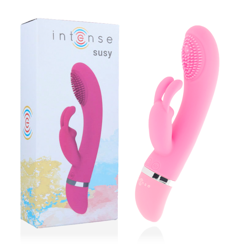 Intense Susy, vibrador rabbit rosa con función dedo