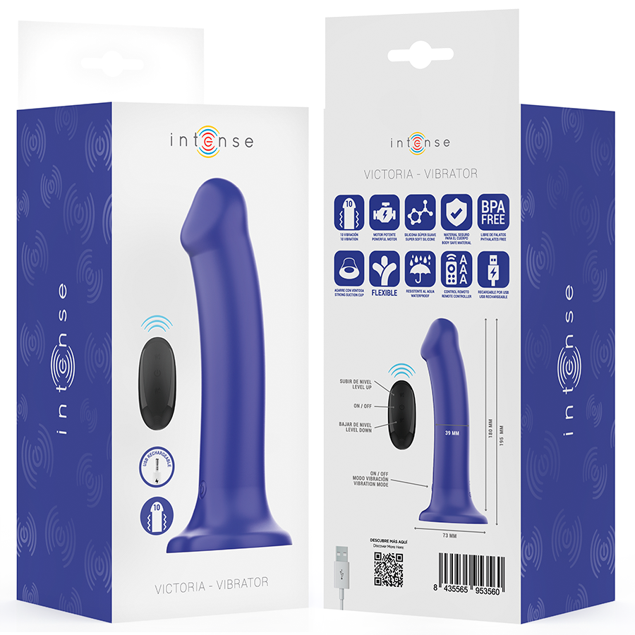 Intense Victoria, vibrador azul oscuro con ventosa y mando a distancia