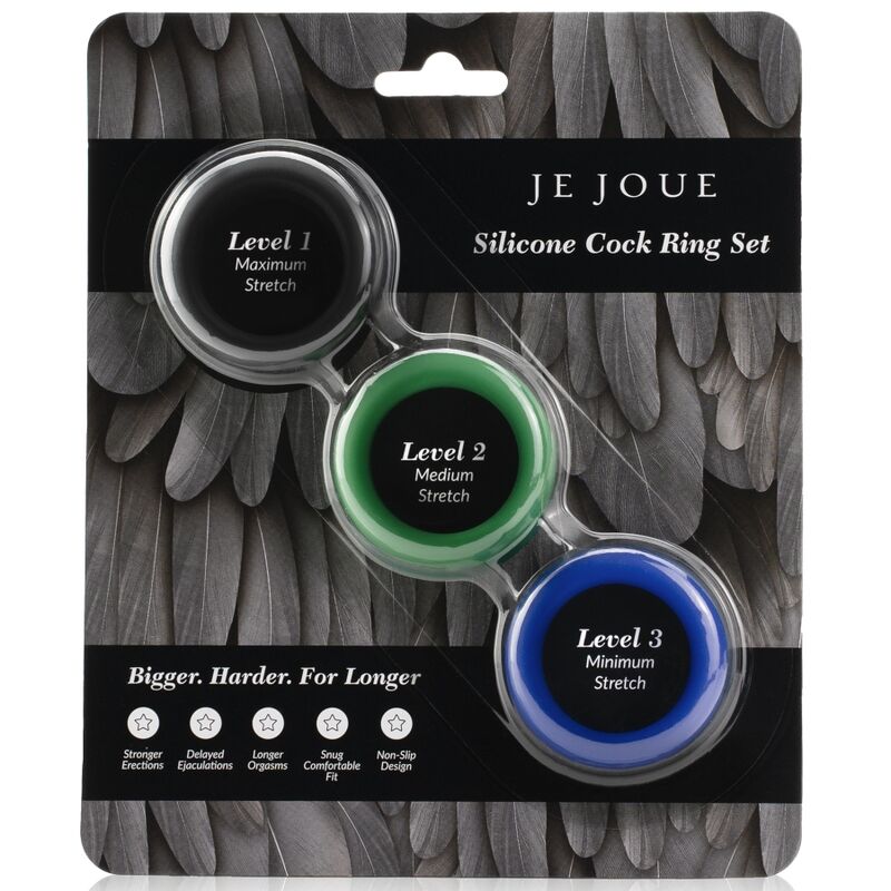 Tre anelli fallici Je Joue in silicone, di colori diversi
