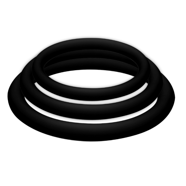 Kit de tres anillos JOYDIVISION POTENZplus negros, tallas S, M y L