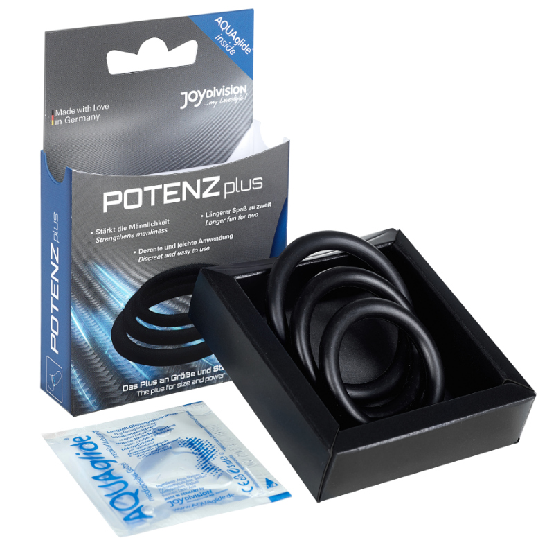 Kit de tres anillos JOYDIVISION POTENZplus negros, tallas S, M y L