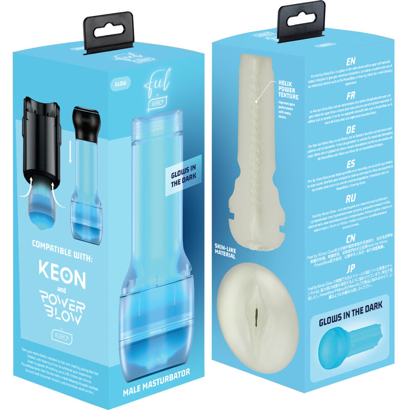 Masturbador fosforescente Kiiroo FeelGlow que brilla en la oscuridad