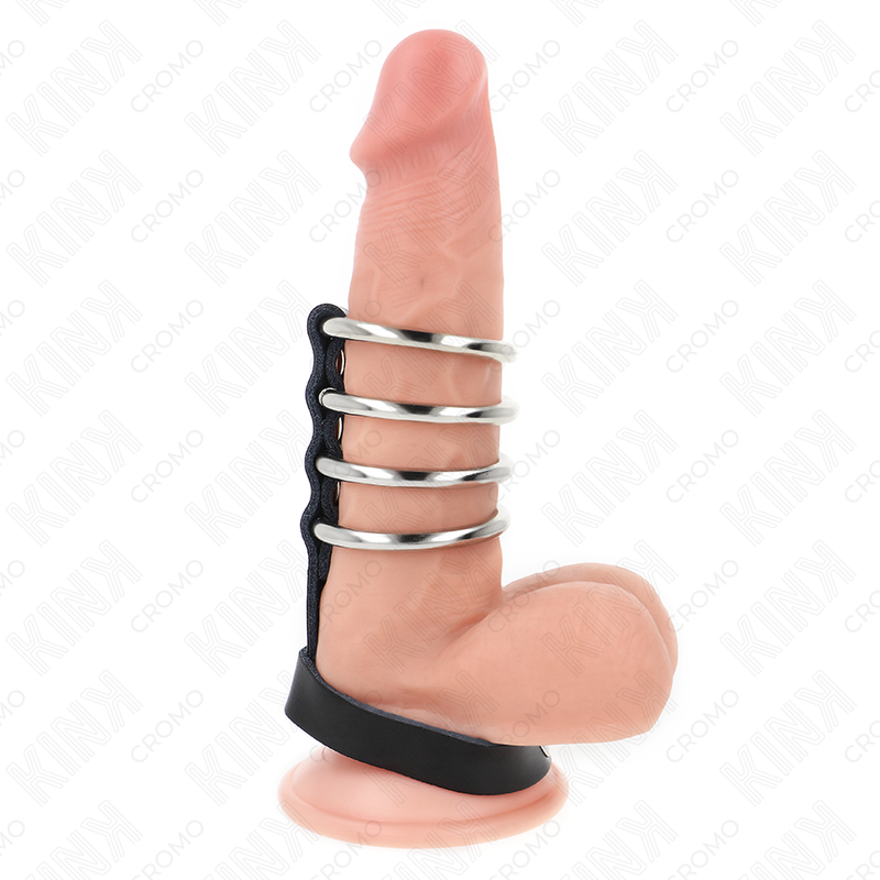 KINK – 4 Penisringe aus Metall am Riemen, 3,8 cm