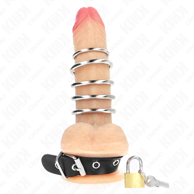 KINK – Cock ring de cinco aros metálicos con candado