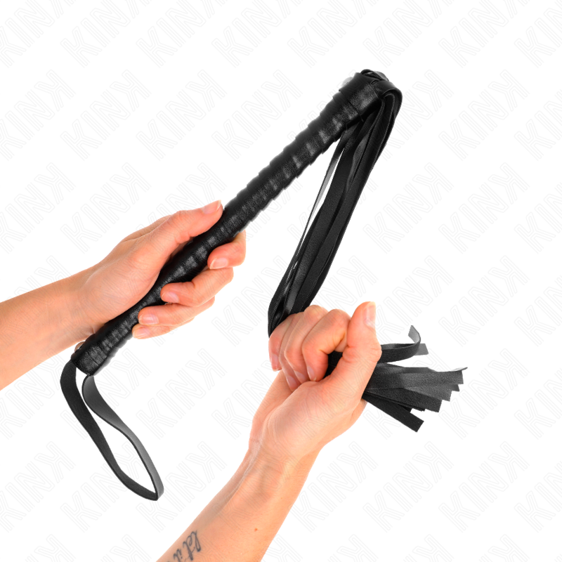 KINK – Schwarzer Flogger mit strukturiertem Griff, 48,5 cm